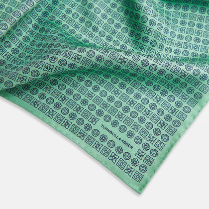 Floral Green Pocket Square in Silk Image 1