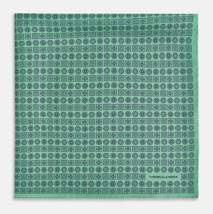Floral Green Pocket Square in Silk Image 2