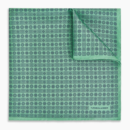 Floral Green Pocket Square in Silk Image 4