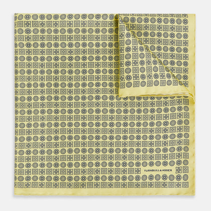 Floral Yellow Pocket Square in Silk