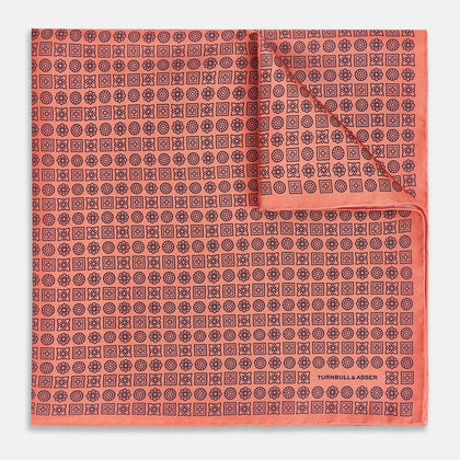 Floral Orange Pocket Square in Silk