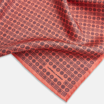 Floral Orange Pocket Square in Silk Image 1
