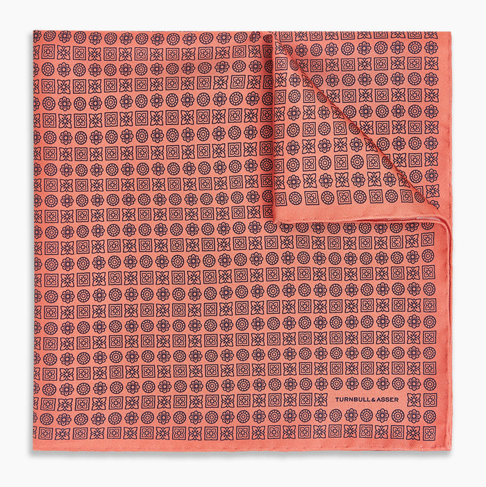 Floral Orange Pocket Square in Silk Image 4