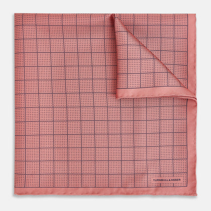 Checked Pink Pocket Square in Silk