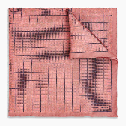Checked Pink Pocket Square in Silk Image 4