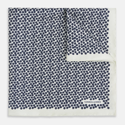 Floral White Pocket Square in Silk