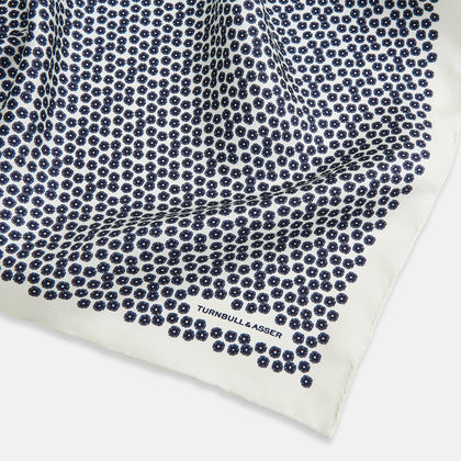 Floral White Pocket Square in Silk Image 1