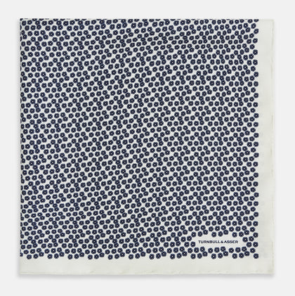 Floral White Pocket Square in Silk Image 2