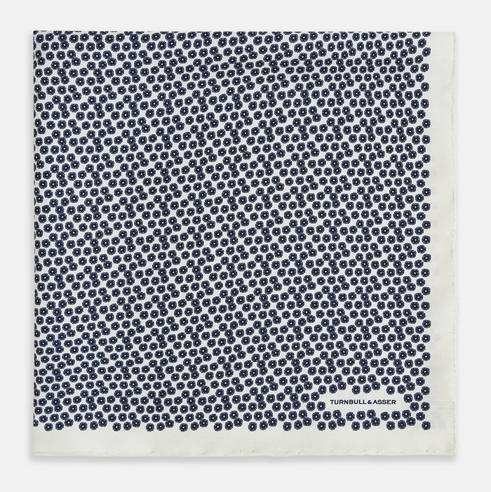 Floral White Pocket Square in Silk Image 2