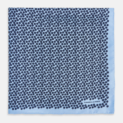 Floral Blue Pocket Square in Silk Image 2