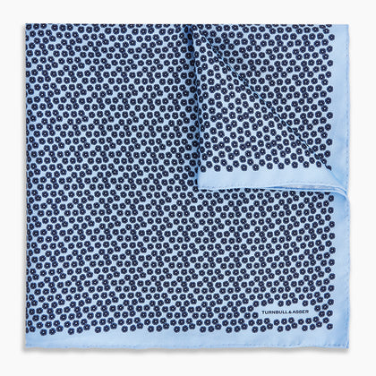 Floral Blue Pocket Square in Silk Image 4