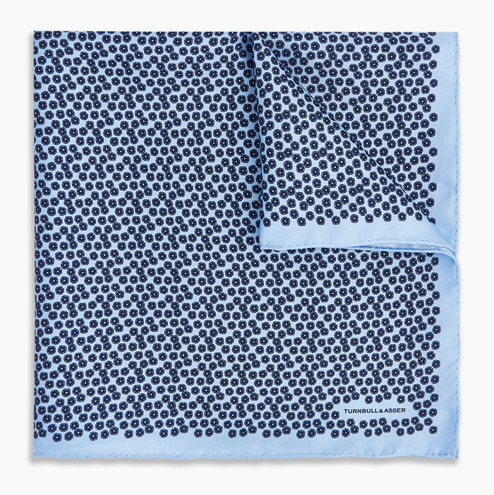 Floral Blue Pocket Square in Silk Image 4