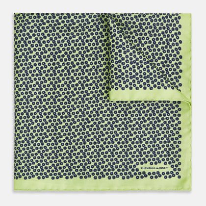 Floral Green Pocket Square in Silk