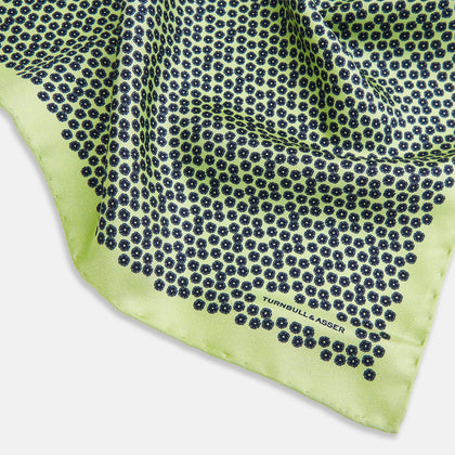 Floral Green Pocket Square in Silk Image 1