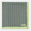 View 3 of product Introducing the Floral Green Pocket Square in Silk by Turnbull & Asser UK—a sophisticated accessory in light green silk, adorned with a delicate floral pattern and a folded corner. The pocket square features a refined double-sided design, with the Turnbull & Asser UK brand name elegantly printed on one corner.