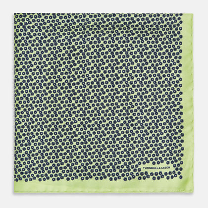 Floral Green Pocket Square in Silk Image 2