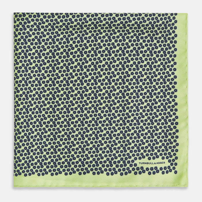 Floral Green Pocket Square in Silk Image 2