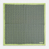 View 4 of product Introducing the Floral Green Pocket Square in Silk by Turnbull & Asser UK—a sophisticated accessory in light green silk, adorned with a delicate floral pattern and a folded corner. The pocket square features a refined double-sided design, with the Turnbull & Asser UK brand name elegantly printed on one corner.