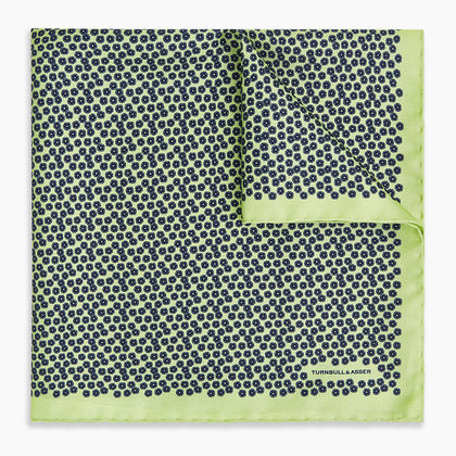 Floral Green Pocket Square in Silk Image 4
