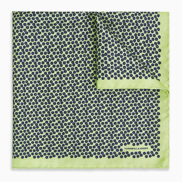 Floral Green Pocket Square in Silk Image 4