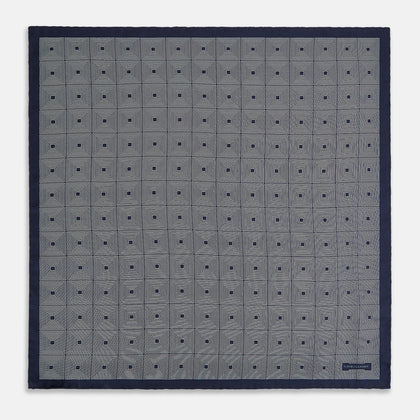 Geometric Blue Pocket Square in Silk Image 3