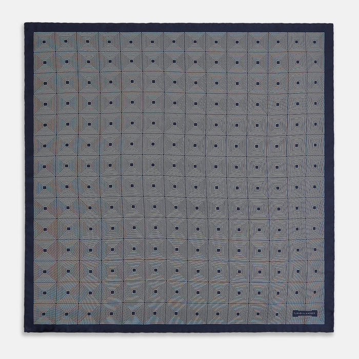 Geometric Blue Pocket Square in Silk Image 3