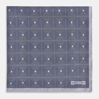 Geometric Grey Pocket Square in Silk Image 2