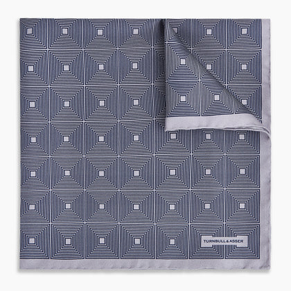 Geometric Grey Pocket Square in Silk Image 4