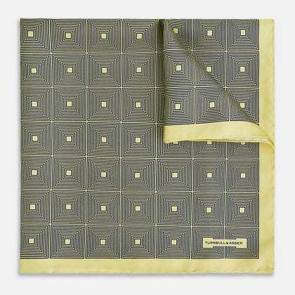 Checked Yellow Pocket Square in Silk