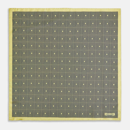 Checked Yellow Pocket Square in Silk Image 3