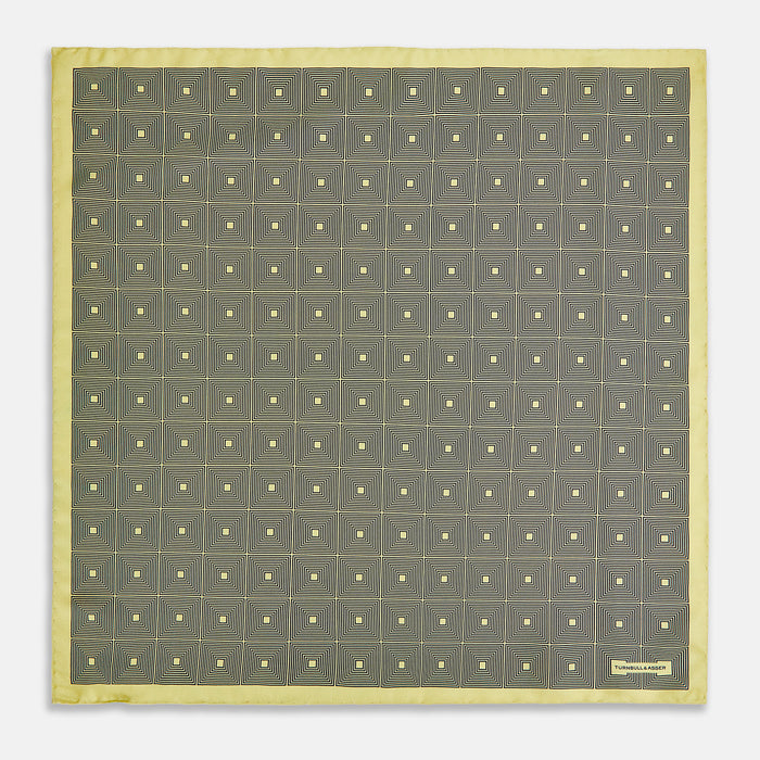 Checked Yellow Pocket Square in Silk Image 3