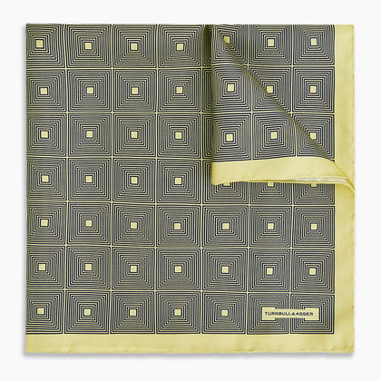 Checked Yellow Pocket Square in Silk Image 4