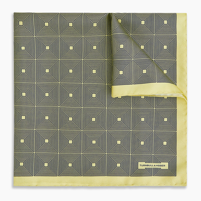 Checked Yellow Pocket Square in Silk Image 4