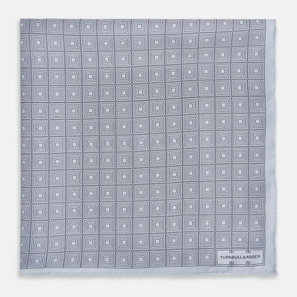 Geometric Silver Pocket Square in Silk Image 2