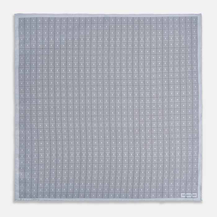 Geometric Silver Pocket Square in Silk Image 3