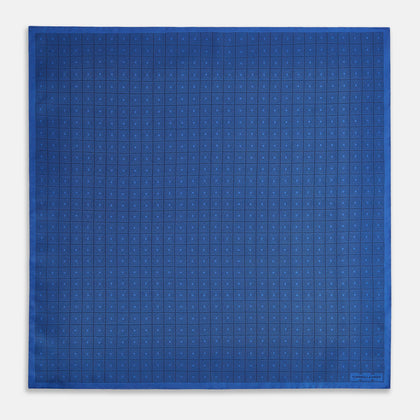 Geometric Blue Pocket Square in Silk Image 3