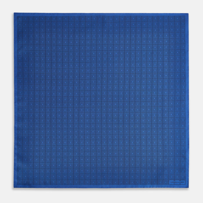Geometric Blue Pocket Square in Silk Image 3