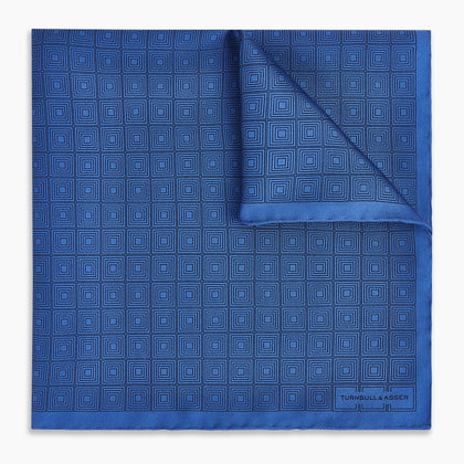 Geometric Blue Pocket Square in Silk Image 4