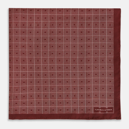 Geometric Burgundy Pocket Square in Silk Image 2