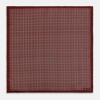 Geometric Burgundy Pocket Square in Silk Image 3