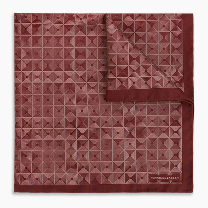 Geometric Burgundy Pocket Square in Silk Image 4