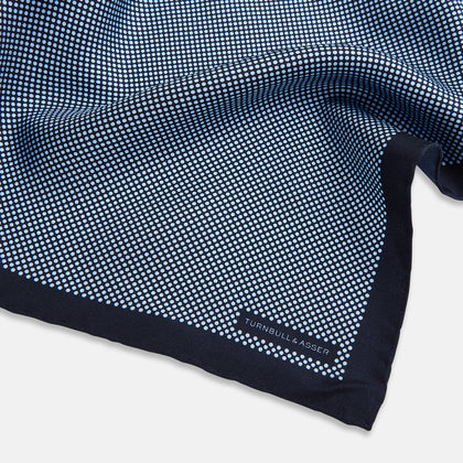 Polka dot Navy Pocket Square in Silk Image 1