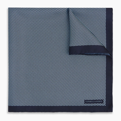 Polka dot Navy Pocket Square in Silk Image 4