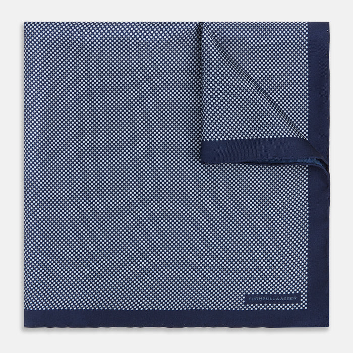 Polka dot Denim Pocket Square in Silk