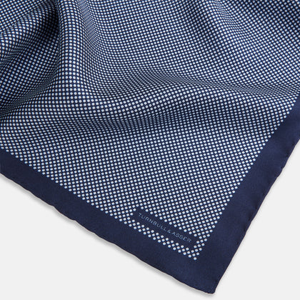 Polka dot Denim Pocket Square in Silk Image 1
