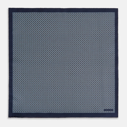 Geometric Navy Pocket Square in Silk Image 3