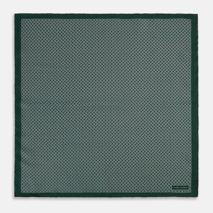 Geometric Green Forest Green  Pocket Square in Silk Image 3