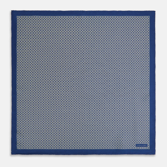 Geometric Blue Pocket Square in Silk Image 3