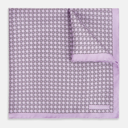 Geometric Lilac Pocket Square in Silk