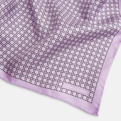 Geometric Lilac Pocket Square in Silk Image 1